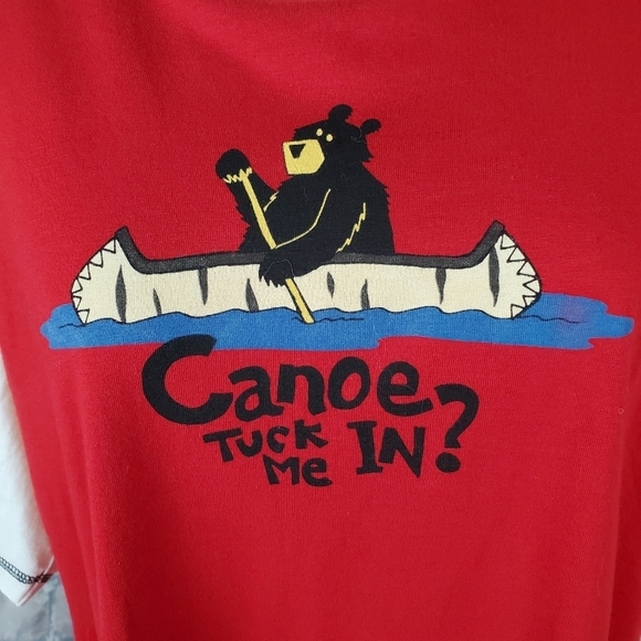 Lazy One  Nightshirt Canoe Tuck Me In Bear Red - Picture 2 of 12